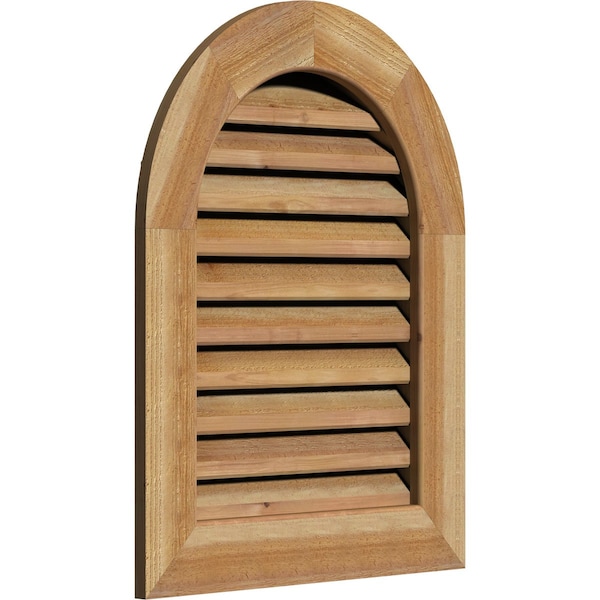Round Top Gable Vent Functional, Western Red Cedar Gable Vent W/1 X 4 Flat Trim Frame, 14W X 34H